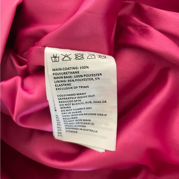 NWT Bardot Mariella One-Shoulder Puff Sleeve Faux Leather Minidress - Picture 7 of 7